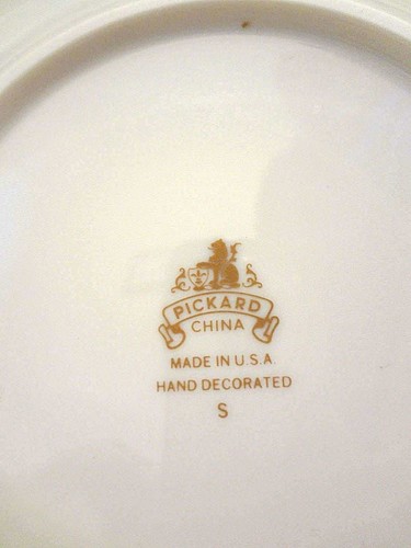 VINTAGE WILD TIGER & GIRAFFE HAND DECORATED PICKARD 6" CHINA PLATE SET of 2 USA - Picture 6 of 7