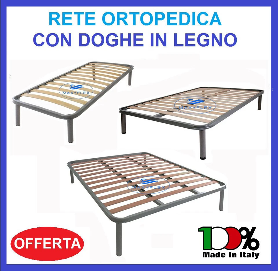 RETE LETTO ORTOPEDICA IN DOGHE SINGOLA PIAZZA E MEZZA MATRIMONIALE PER MATERASSO
