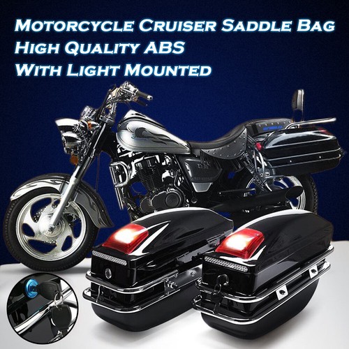 Motorcycle Saddle Bags Hard Side Case Luggage Box With Tail Light For Cruiser - 第 1/8 張圖片
