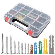 370pcs Plastic Drywall Wall Anchors Kit with Screws, Includes 5 Different Assort