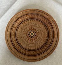 Ukrainian Art - Decorative Handcrafted Carved Wooden Plate 4.5  D