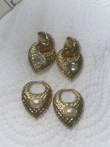 Vintage Gold Tone Premier Design Earrings Clip-on Door Knocker / Convertible - Picture 3 of 20