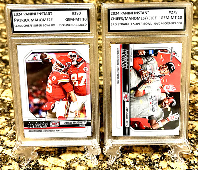 Mahomes Chiefs 3rd STRAIGHT Super Bowl Lot 2024 PANINI GRADED GEM-MT 10 #279,280