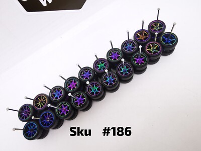 10 SET Samed Wheels Chamaleon 10mm rim jdm plain black tire #186