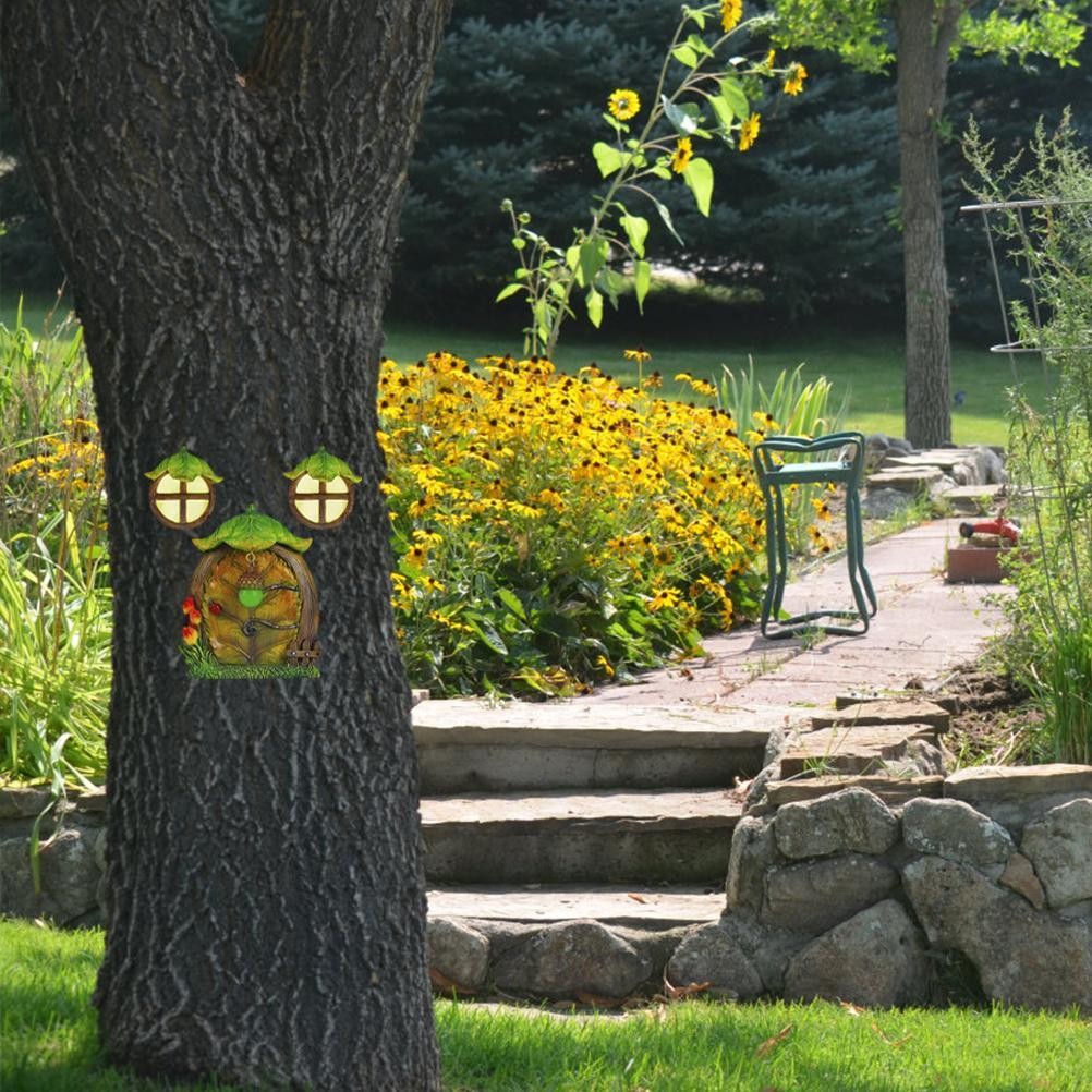 Miniature Fairy Tree Door And Windows Resin Fairy Garden Gnome Home Door And
