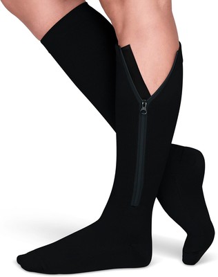TheraMagic  Zipper Compression Socks for 3X-Large, Black/Copper Dyed Black 