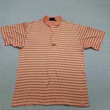 Bobby Jones Polo Shirt Mens Size Medium Orange Geo Print Short Sleeve Collared
