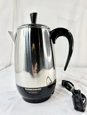 Vtg Farberware 8 Cup Coffee Percolator Pot Super Fast 138 Stainless Steel USA FS
