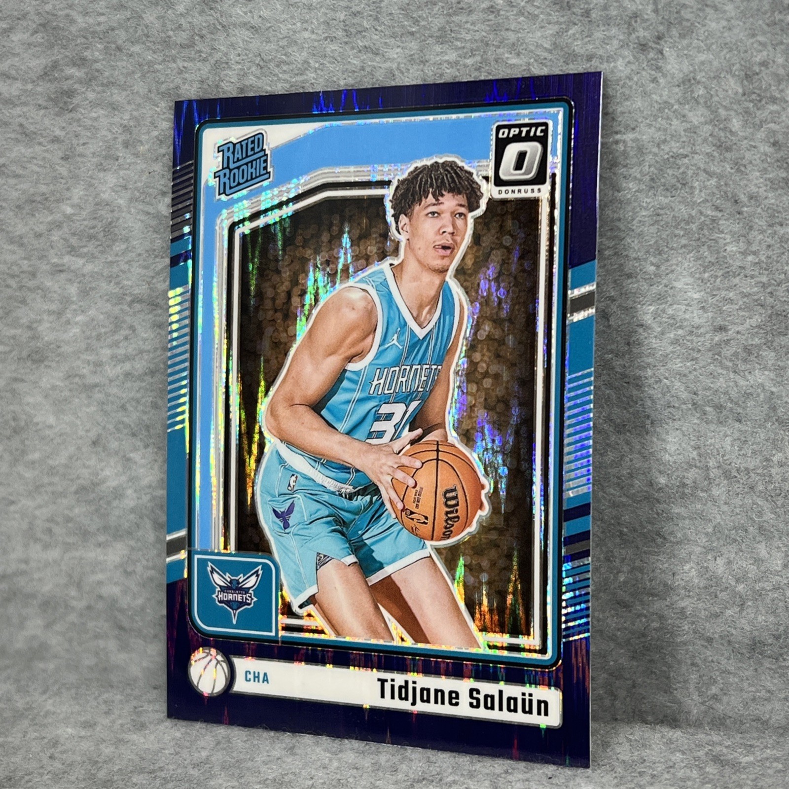 2024-25 Panini Donruss Optic #286 Tidjane Salaun Purple Prizm Rated Rookie