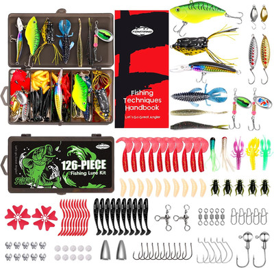 Fishing Lures - Tackle Box with Tackle Included, Fishing Kit with Vibs, Frogs, M
