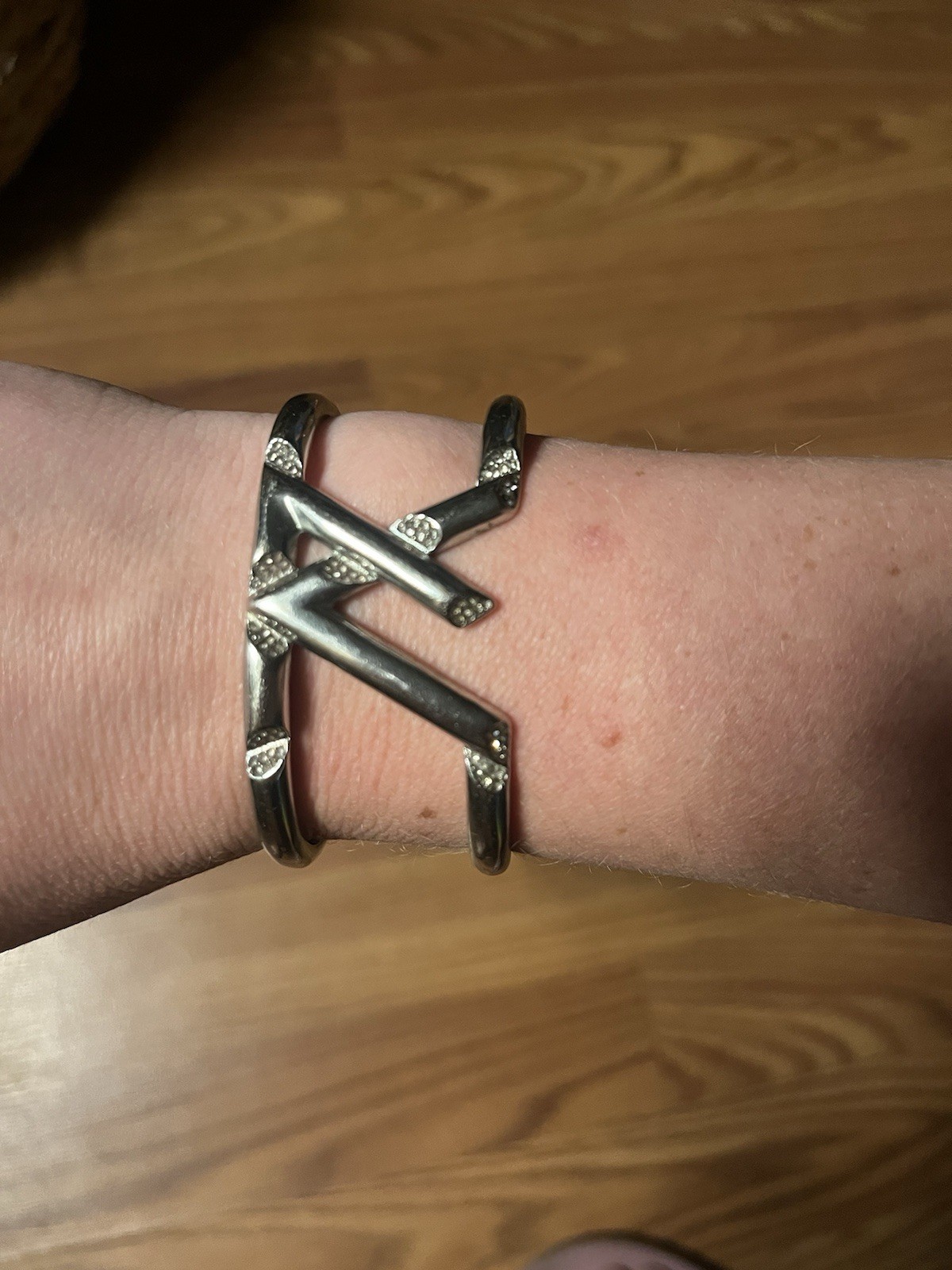 Louis Vuitton Silver Adjustable Logo Bangle - image 1