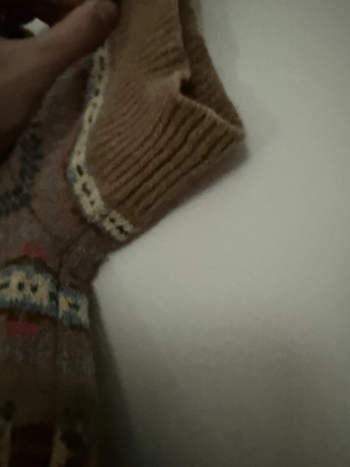 Ralph Lauren Fair Isle 毛衣蓝色标签系列羊毛和羊绒薄纱 L — 第 3/4 张图片