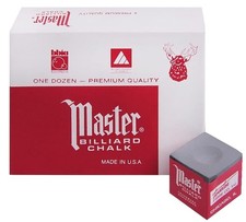 12 PCS Master Billiard Pool Chalk, Dozen Box, Bankers Gray, Fibre Co, Cue