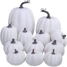 Artificial White Pumpkins Bulk Faux Harvest Pumpkins for Fall Wedding Thanksg...