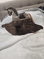 Handmade Wooden Rocking Horse - 14" L x 10" T x 4" W - Black With Silver Accents