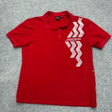 Hugo Boss Polo Shirt Mens Medium Red Logo