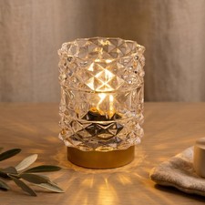 Battery Operated Lamp with Timer, Cordless Table Lamps for Shelf Decor, Rhomb...
