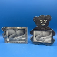 Fetco Home Decor Silver Piwter Baby Photo Frame Lot Of 2