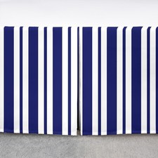 Blue White Stripe Bed Skirt King Size,Geometric Bedskirt Dust Ruffle 15 Inch for