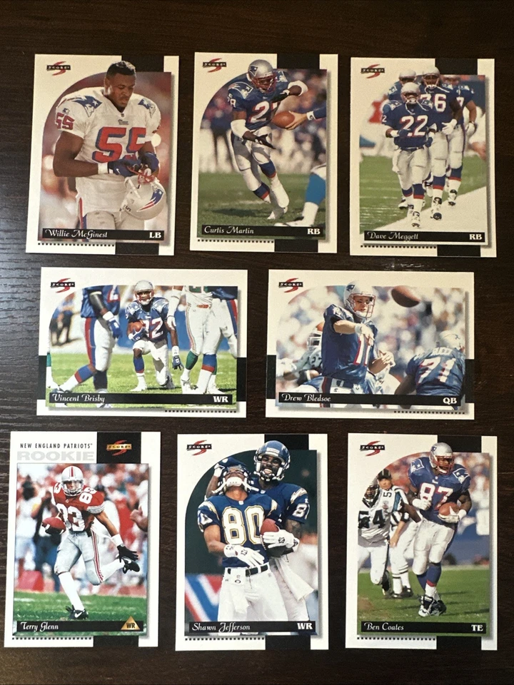 100 Sets - 1996 Score Patriots Team - 8 Card Sets - Glenn RC, Bledsoe …  NM/MT - Image 2 of 4