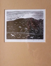 Reynolds Stone. Proof wood-engraving. 17/50 signed. framed. 'Plowing'