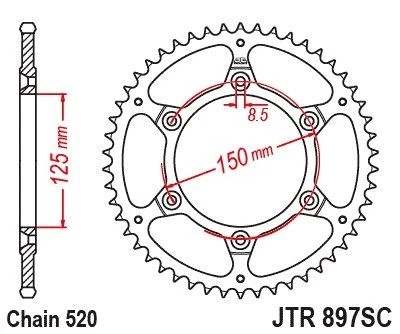 Bolsillo trasero de acero JT - JTR897.50SC KTM 360 SX Motocross 1996 - 1997 Foto 2 de 2