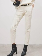 Nili Lotan Jenna Corduroy Pants in Winter White Slim Tapered Trousers Size 0