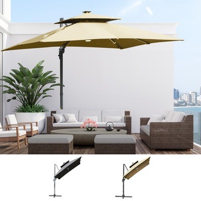 Outsunny 10ft Offset Hanging Umbrella for Yard, Garden and Poolside