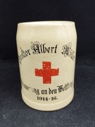 Bierkrug Direktor Albert Müller Essen Erinnerung Weltkrieg 1914/16 Rotes Kreuz  - Bild 1 von 6