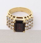Sterling Silver 925 Dark Red & Clear Stones Vermeil Cocktail Ring Size 6 — photo 1