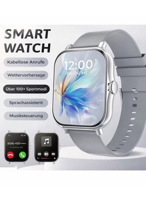 Smartwatch Mit Telefonfunktion|Sprachassistent|Bluetooth|Fitness Tracker|Silber