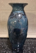 Bill Campbell Crystalline Blue~Teal Studio Art Pottery Vase 11 1/2” Stunning 