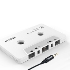 arsvita Car Audio Cassette to Aux Adapter, 3.5 MM Auxillary Cable Tape White