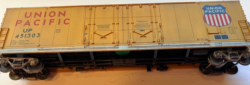 "0" Gauge Union Pac Dbl Door Box Car-Weathered-Atlas/Zane - Image 3 of 4