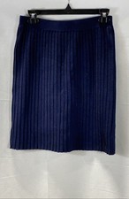 Vintage 90s St. John Basics Navy Blue Pleated Knit Pencil Skirt Women's Size 6