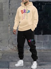 DRIP color print men's comfortable hooded sports suit, fashionable casual regula