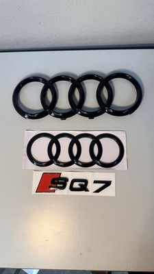Audi SQ7 Emblem Set Schwarz Hochglanz   2x Audi Ringe + SQ7 Logo