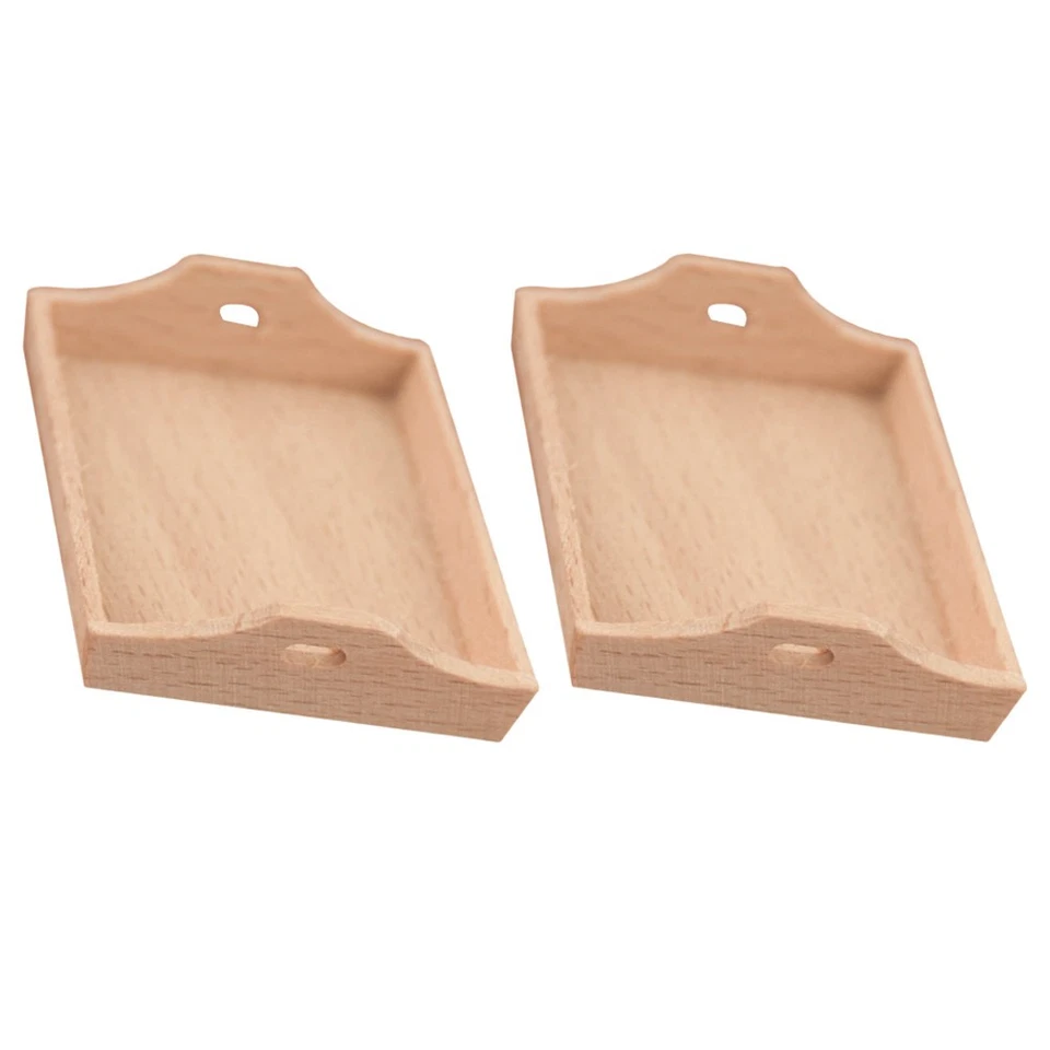 2pcs Simulated Tea Tray Models Mini House Supplies Tea Tray Adornments