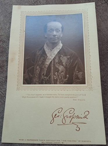 c1885 Mag page George Grossmith Ko-Ko Gilbert & Sullivan D`Oyly Carte Theatre