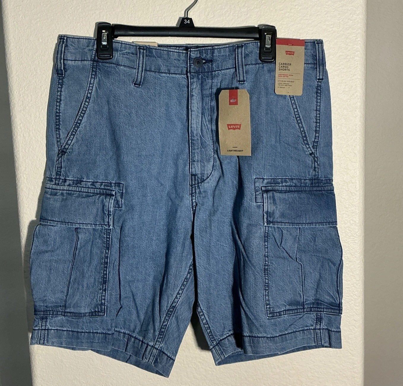 Levi's Mens Denim Carrier Cargo Shorts Size 34” Waist