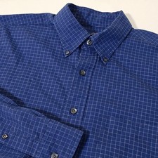Vintage Brooks Brothers Shirt Mens L Blue Check Button Long Sleeve Hong Kong