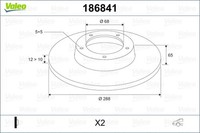 2X Valeo Bremsscheibe 186841 FüR Volvo S60 1 384 S80 184 V70 2 285 XC70 Cross