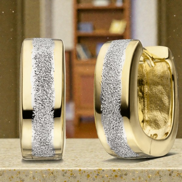 Creolen 925 Sterling Silber Bicolor Vergoldet Ohrringe-image