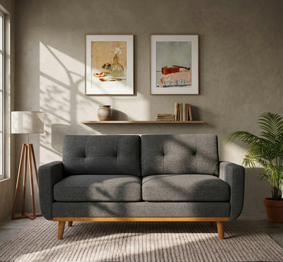 NEW 67'' Velvet Loveseat Sofa, Small 2-Seater Upholstered Couch Wood Legs Gray