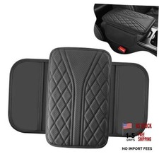 Car Center Console Cover, Leather Car Armrest Cover with 2 Storage 1 PC Black