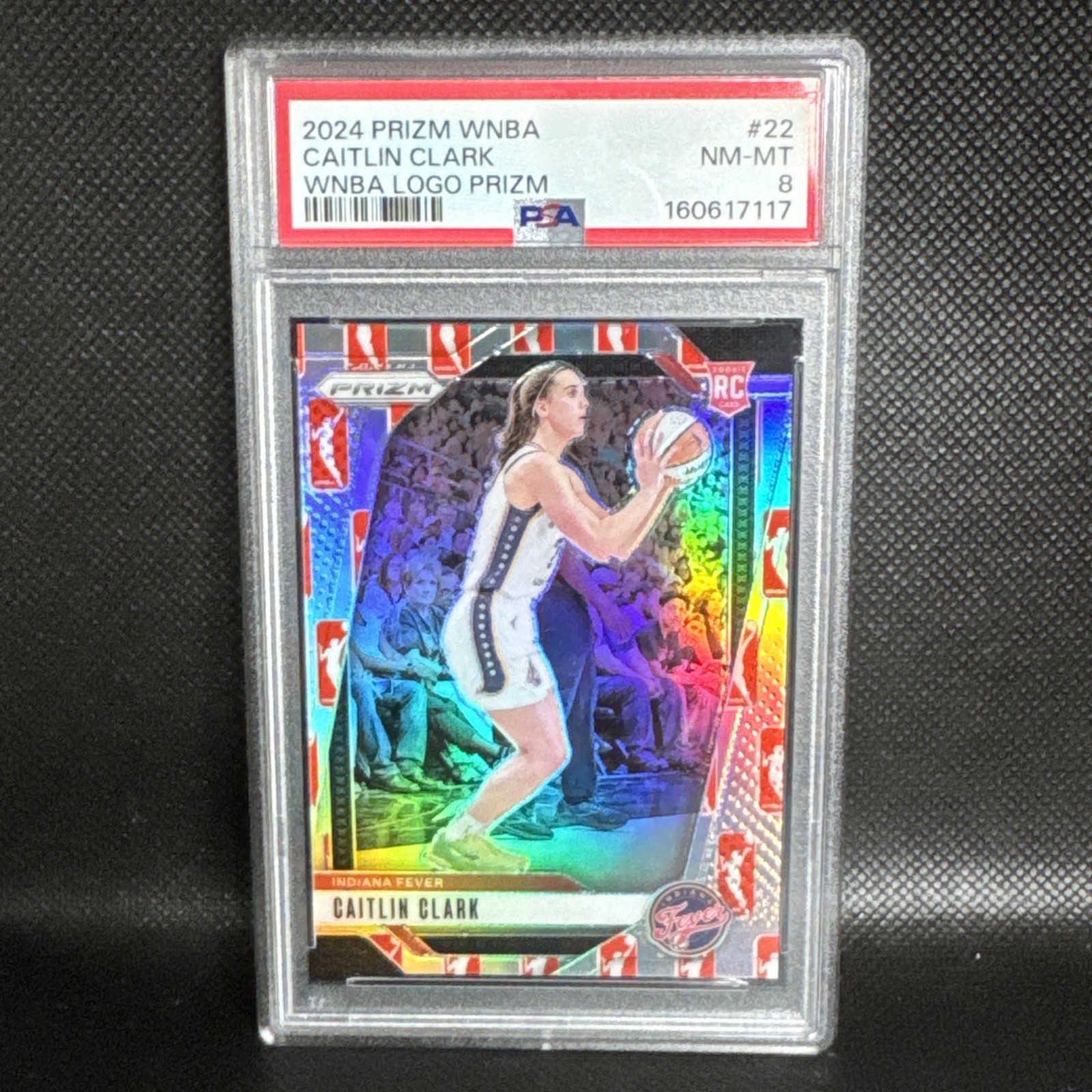 2024 Panini WNBA Logo Prizm #22 Caitlin Clark Feveer RC Rookie PSA 8 NM-MT