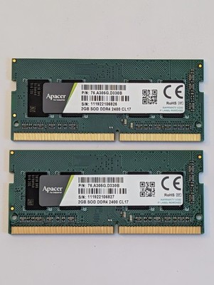 Apacer 4GB SOD DDR4 2400 CL17 (2x2GB) LAPTOP DDR4 SODIMM MEMORY KIT