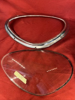 OEM Jaguar XKE E Type S1 S1E Left Headlight Triplex Glass & Surround Bezel Trim