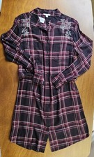 Westport 1962 Floral Embroidered Plaid Flannel Button Up Shirtdress Size 12 Boho