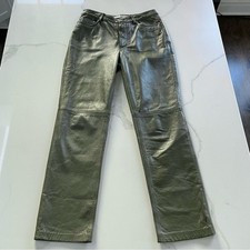 Vintage 2000 Tommy Hilfiger Olive Green Leather Pants, Size 6